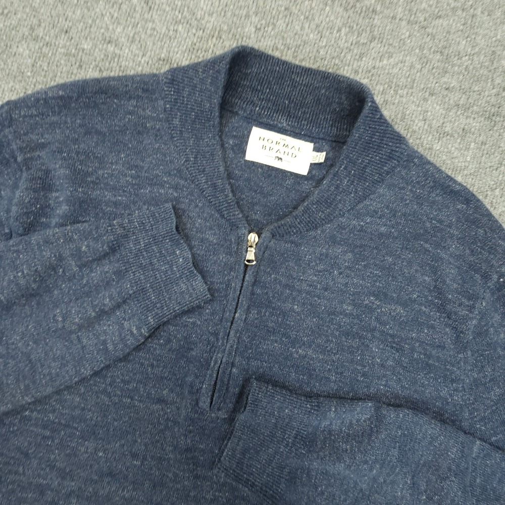 The Normal Brand 1/4 Zip Sweater Mens XXL‎ (Fits XL) Blue Cotton Blend Soft Knit